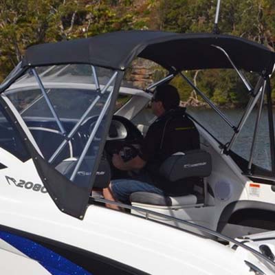 BLACK CANOPY WITH BLACK PIPING